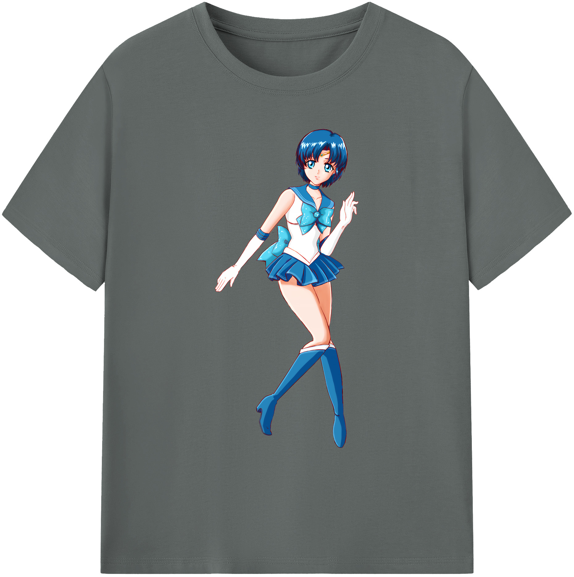 （画像用） 美少女戦士セーラームーン 水野 亜美 みずの あみ Sailor Moon Mizuno Ami 綿100％ メンズ半袖Tシャツ｜肌触りやわらか＆通気性